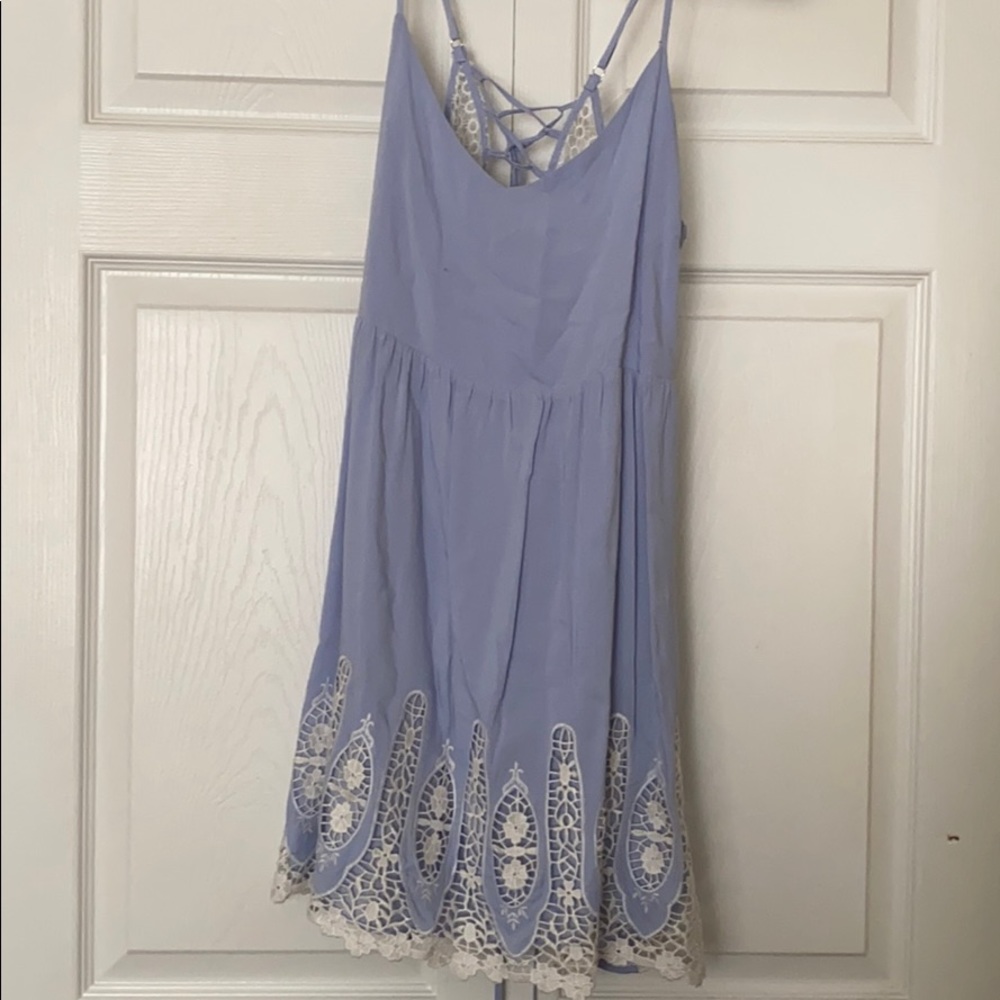 Powder Blue Lace-Up Dress
